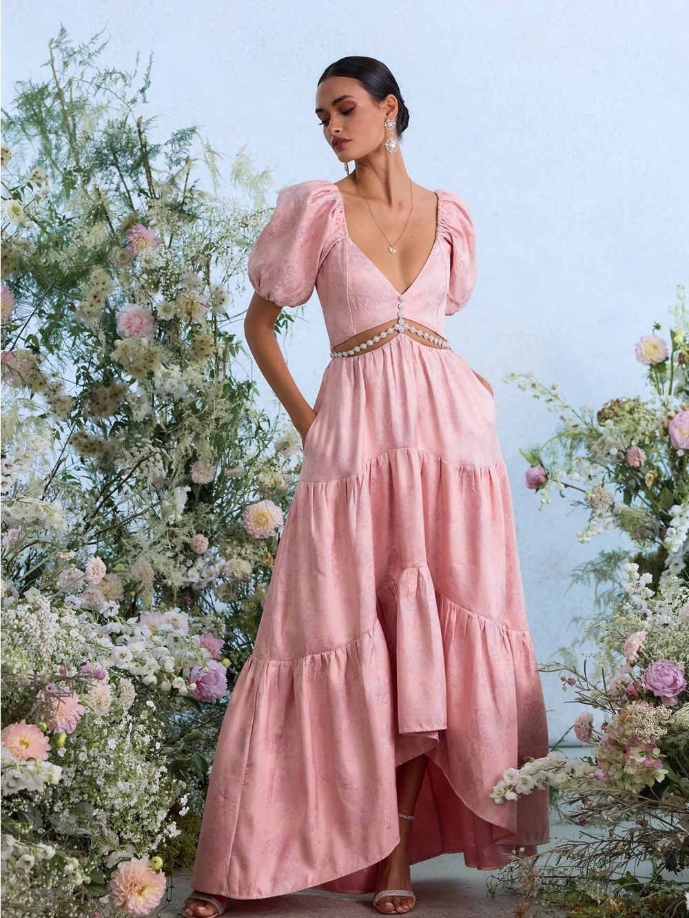 V. Chapman Emma Dress in Light Pink Windsor Brocade